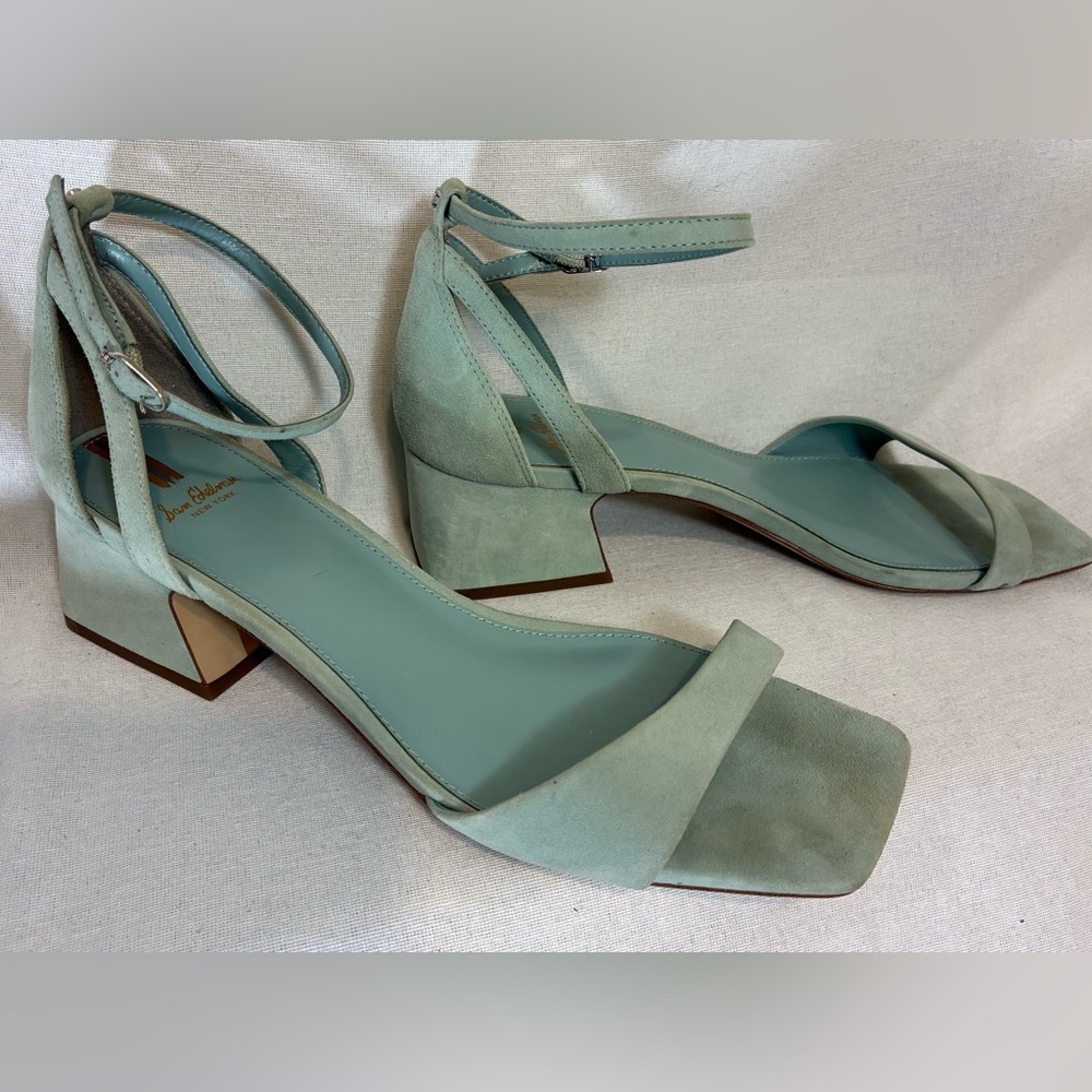 Sam Edelman Women's Wilson Tide Blue Suede Block Heel Sandals Size US 10 party
